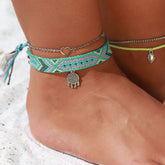 Enkelbandje coton attrape-rêves aztèque argenté